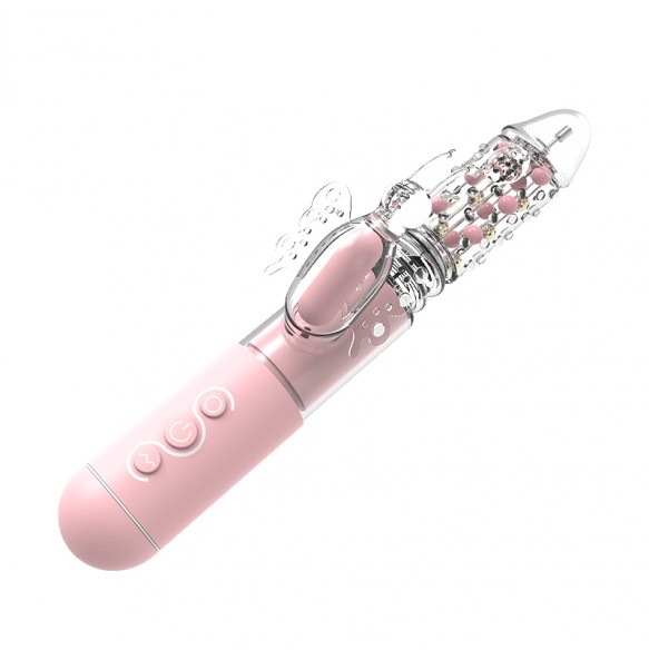 MIZZZEE - Powerful Butterfly Love Retractable Rotating Vibrator (Chargeable - Pink)